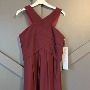 Jr Bridesmaid dress. New with tags. Color:wine. Chiffon.